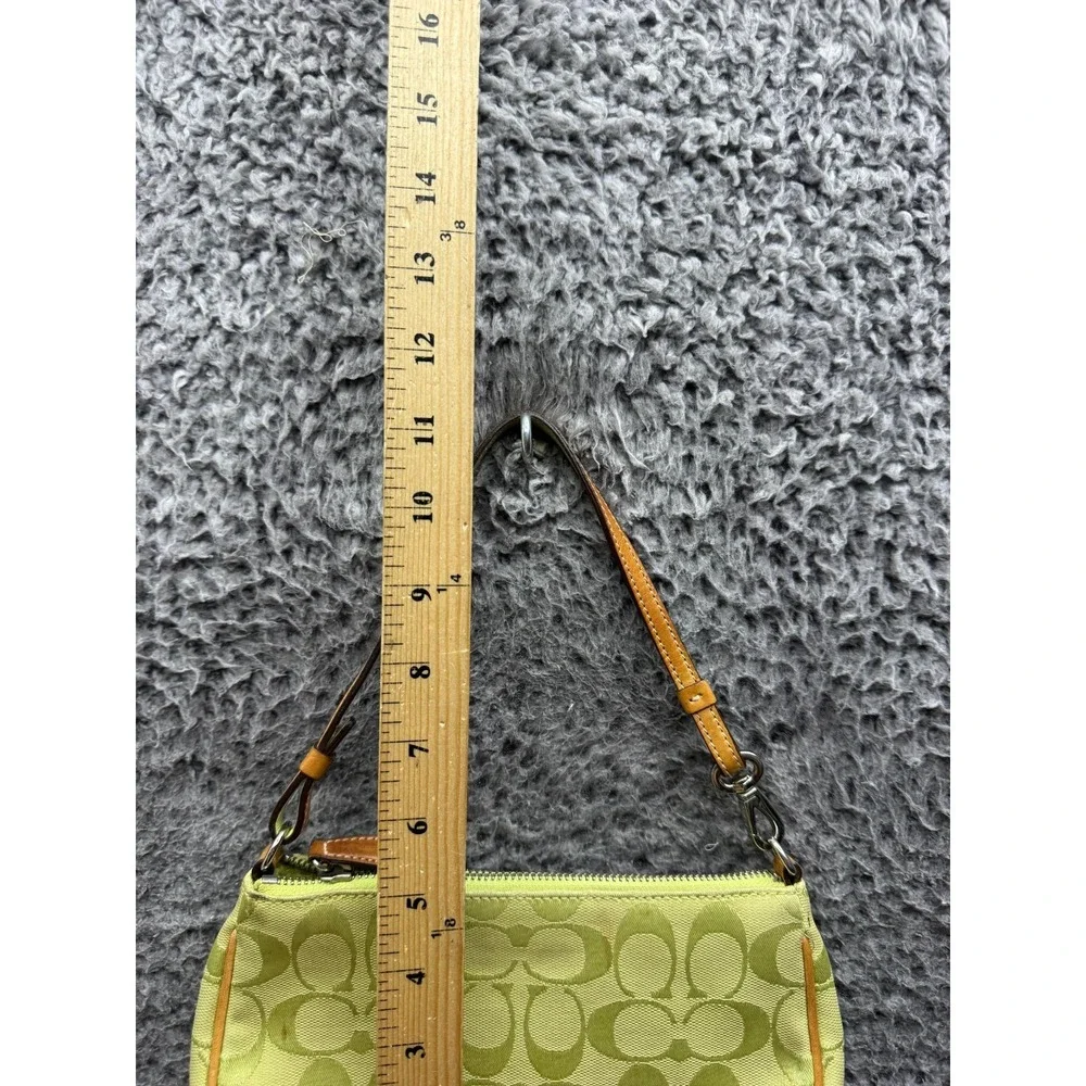 Vintage Coach Womens Signature Monogram Demi Shoulder Bag Lime Green 6094